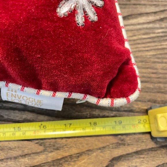 Red & White Embroidered Snowflake Throw Pillow By Envogue Holiday  18" x 18" - Picture 5 of 7